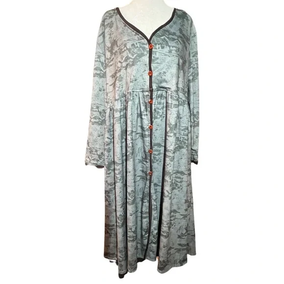 chinese dress ladies Ekouaer Sleepwear Womens Snap Front Nightgown Housecoat Cotton Duster Short Sleeve House Dress Green Floral / L